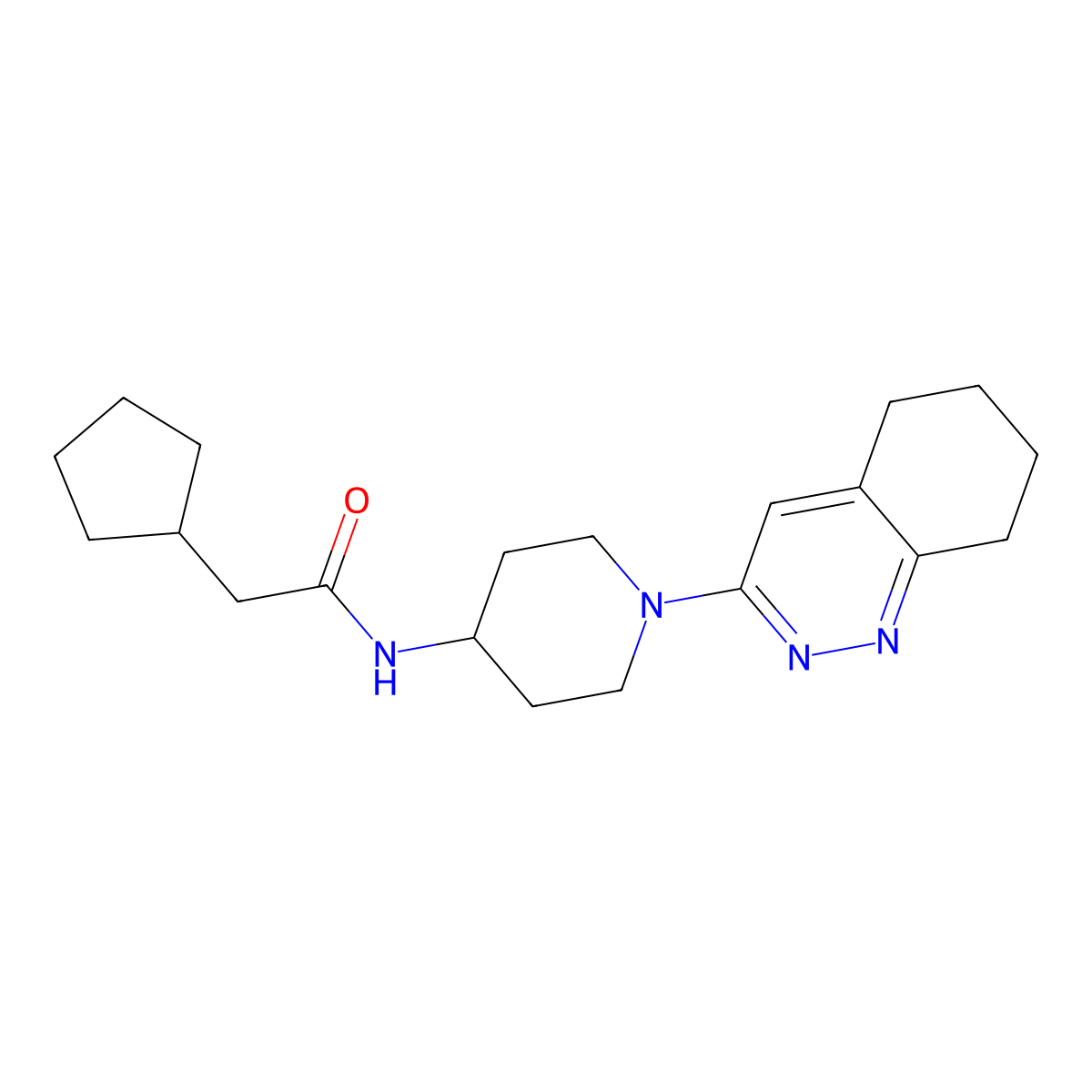 2-cyclopentyl-N-[1-(5,6,7,8-tetrahydrocinnolin-3-yl)piperidin-4-yl]acetamide molecular structure, CAS 2034331-63-8