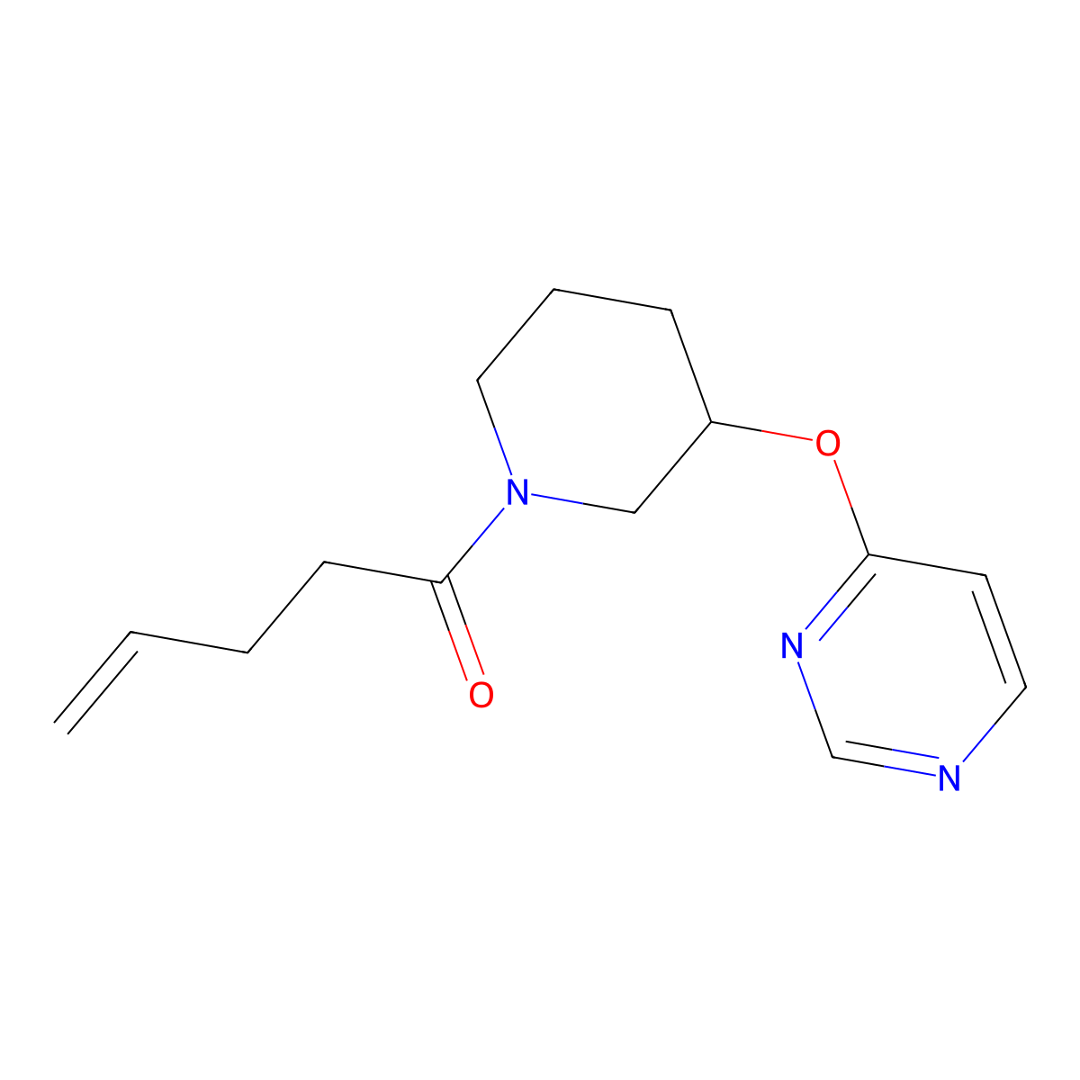 1-(3-(Pyrimidin-4-yloxy)piperidin-1-yl)pent-4-en-1-one molecular structure, CAS 2034331-66-1
