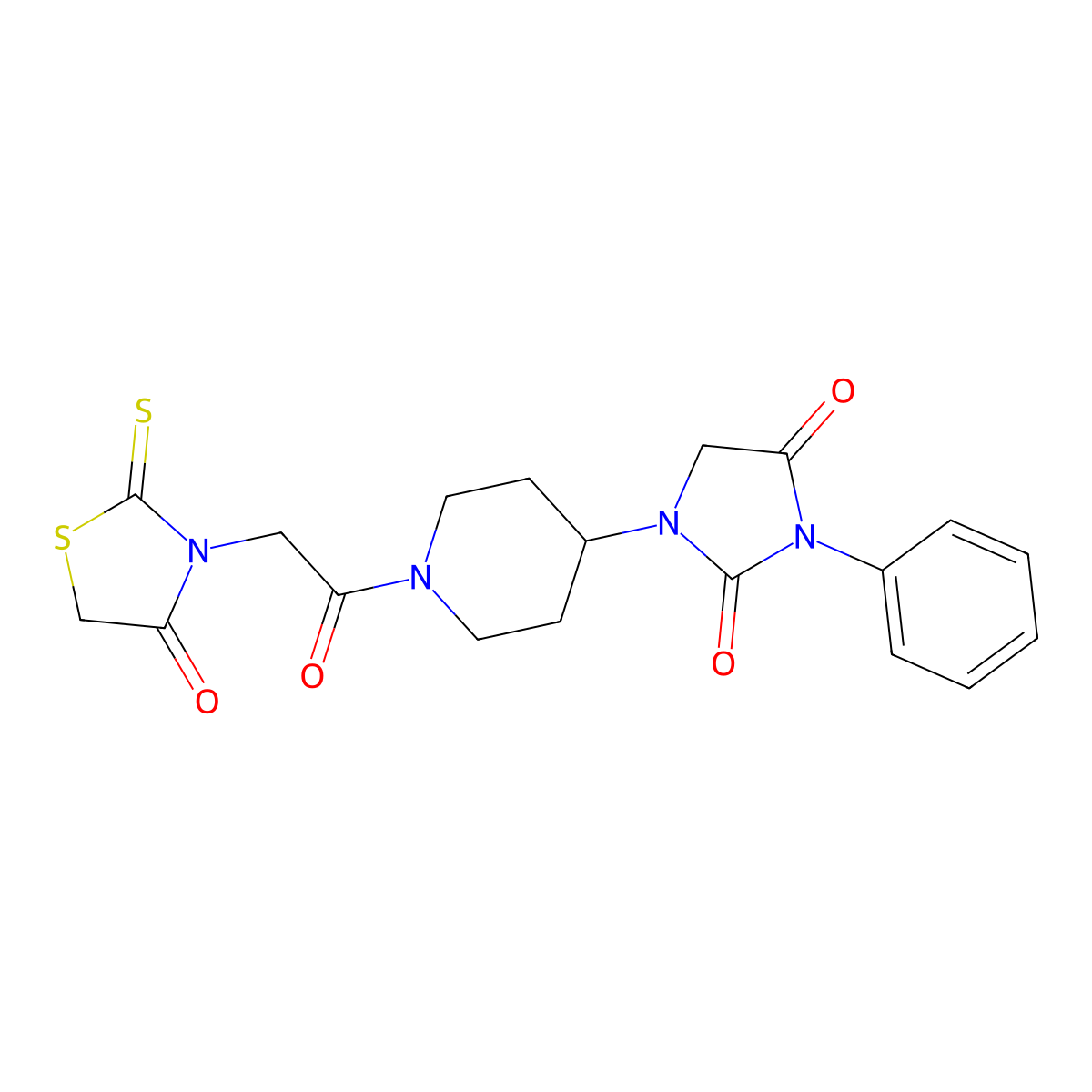 1-(1-(2-(4-Oxo-2-thioxothiazolidin-3-yl)acetyl)piperidin-4-yl)-3-phenylimidazolidine-2,4-dione molecular structure, CAS 2034331-70-7