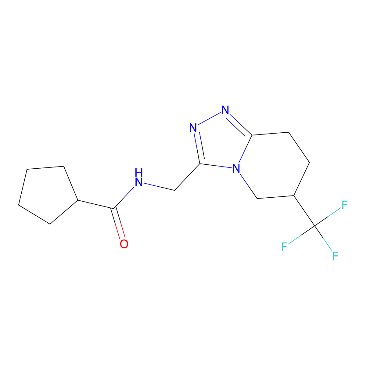 N-{[6-(trifluoromethyl)-5H,6H,7H,8H-[1,2,4]triazolo[4,3-a]pyridin-3-yl]methyl}cyclopentanecarboxamide molecular structure, CAS 2034331-71-8