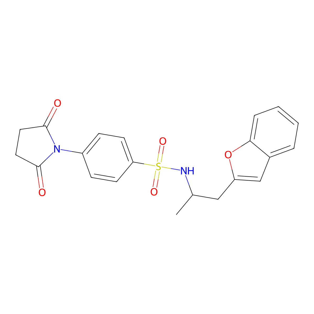 N-(1-(benzofuran-2-yl)propan-2-yl)-4-(2,5-dioxopyrrolidin-1-yl)benzenesulfonamide molecular structure, CAS 2034331-73-0