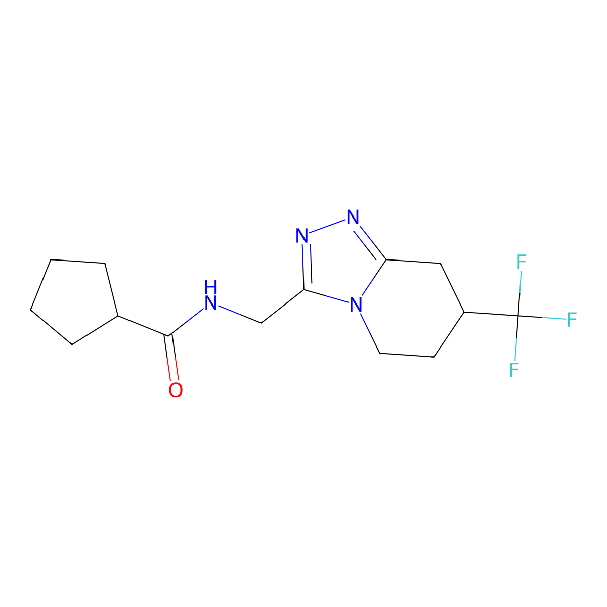 N-{[7-(trifluoromethyl)-5H,6H,7H,8H-[1,2,4]triazolo[4,3-a]pyridin-3-yl]methyl}cyclopentanecarboxamide molecular structure, CAS 2034331-76-3