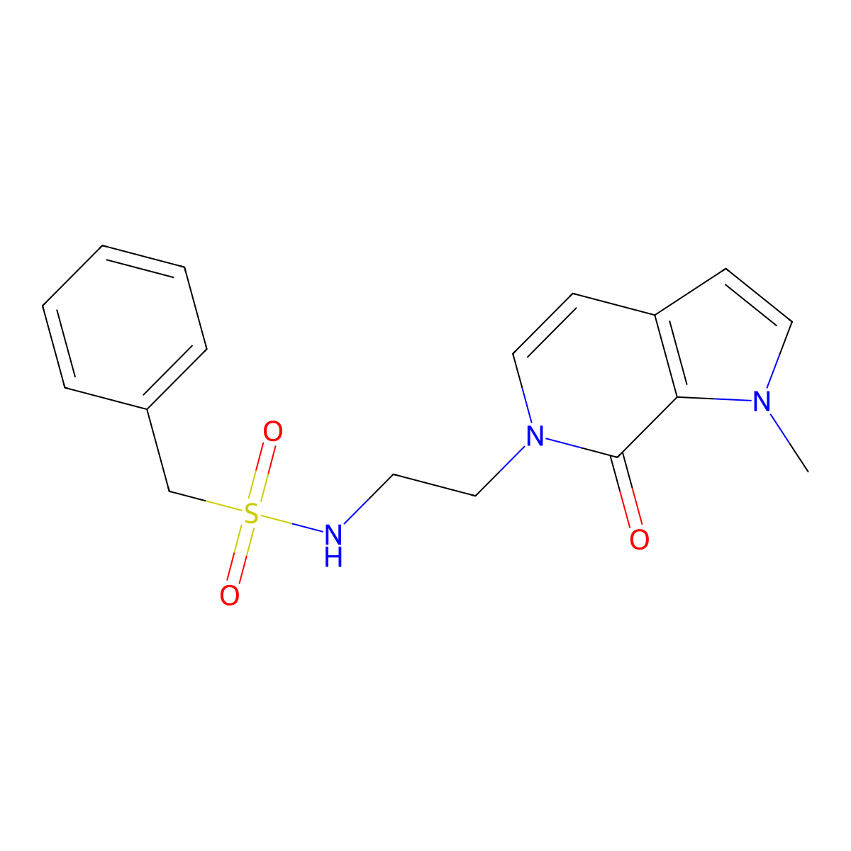 N-(2-(1-methyl-7-oxo-1H-pyrrolo[2,3-c]pyridin-6(7H)-yl)ethyl)-1-phenylmethanesulfonamide molecular structure, CAS 2034331-81-0