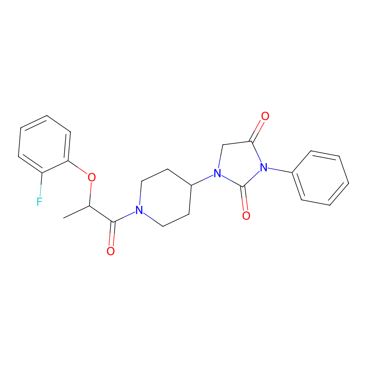1-(1-(2-(2-Fluorophenoxy)propanoyl)piperidin-4-yl)-3-phenylimidazolidine-2,4-dione molecular structure, CAS 2034331-83-2
