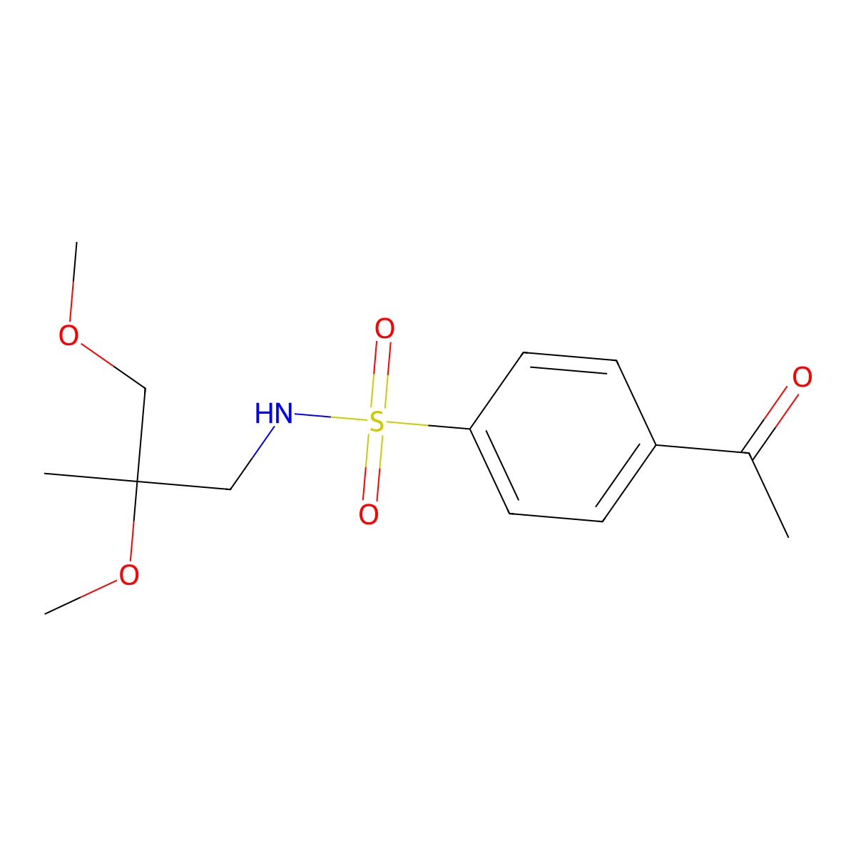 4-acetyl-N-(2,3-dimethoxy-2-methylpropyl)benzene-1-sulfonamide molecular structure, CAS 2034331-84-3