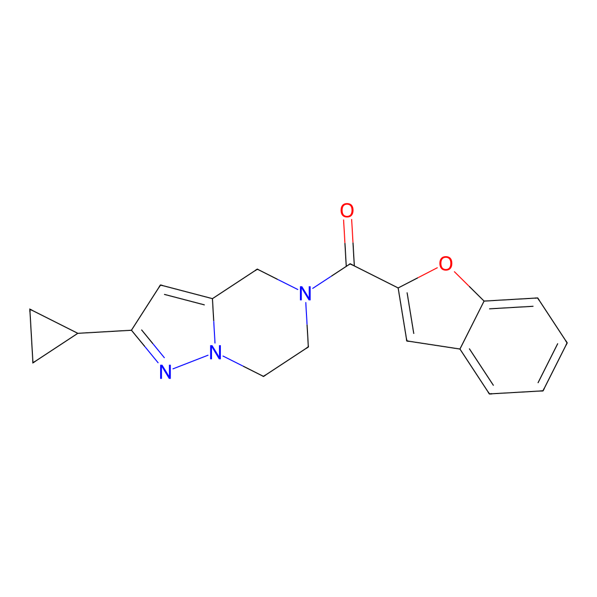 benzofuran-2-yl(2-cyclopropyl-6,7-dihydropyrazolo[1,5-a]pyrazin-5(4H)-yl)methanone molecular structure, CAS 2034331-90-1