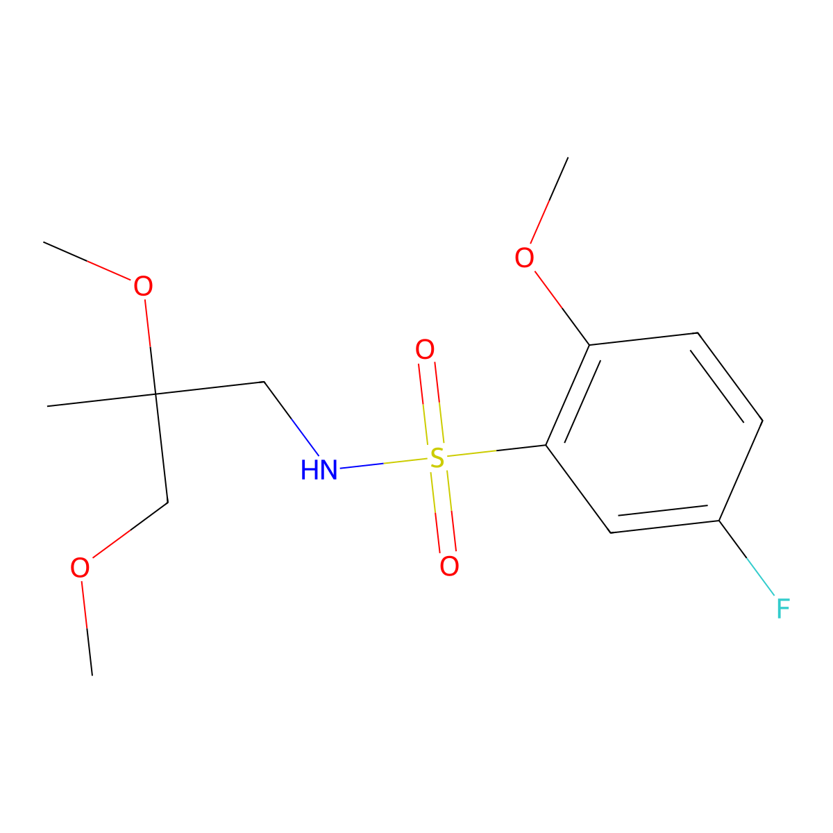 N-(2,3-dimethoxy-2-methylpropyl)-5-fluoro-2-methoxybenzene-1-sulfonamide molecular structure, CAS 2034331-92-3