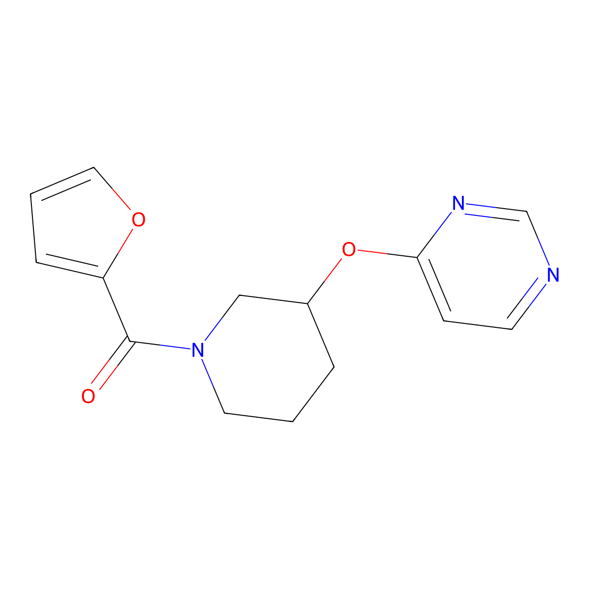 Furan-2-yl(3-(pyrimidin-4-yloxy)piperidin-1-yl)methanone molecular structure, CAS 2034332-08-4