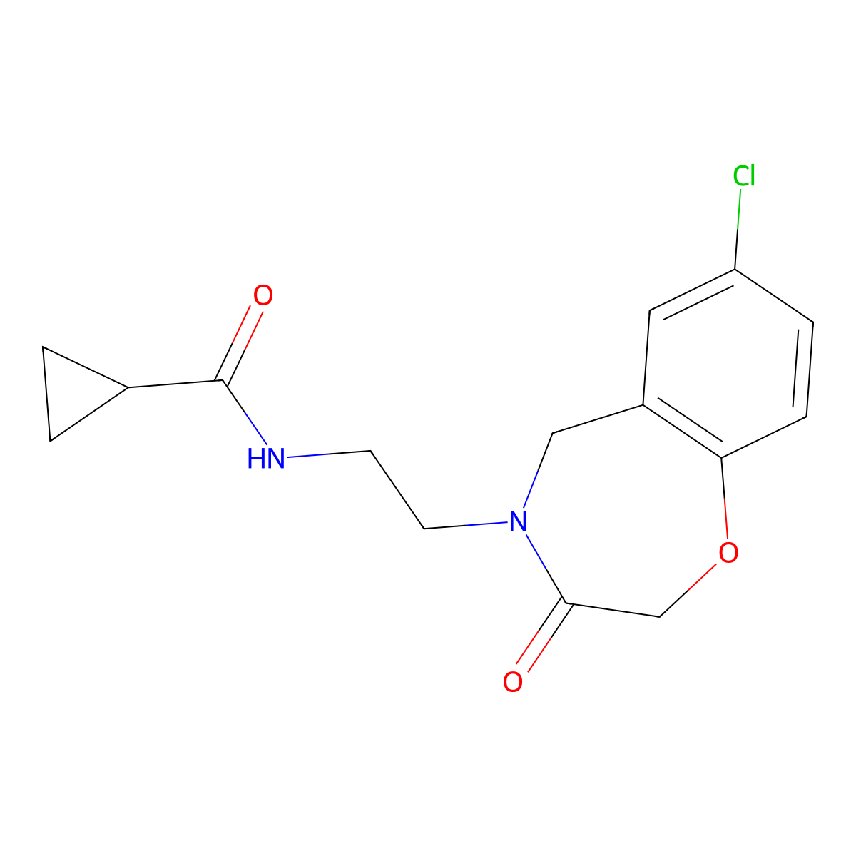 N-(2-(7-chloro-3-oxo-2,3-dihydrobenzo[f][1,4]oxazepin-4(5H)-yl)ethyl)cyclopropanecarboxamide molecular structure, CAS 2034332-09-5