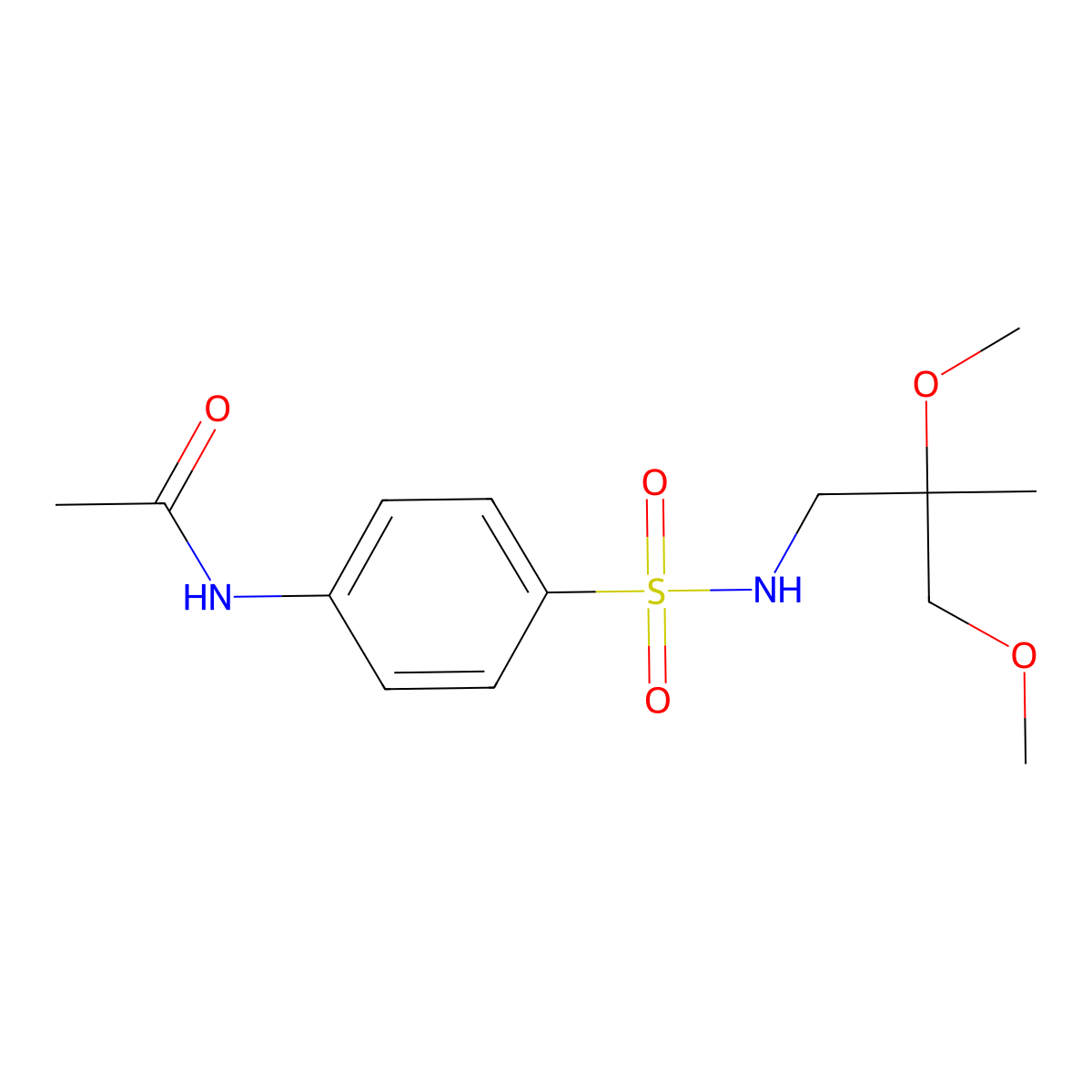 N-{4-[(2,3-dimethoxy-2-methylpropyl)sulfamoyl]phenyl}acetamide molecular structure, CAS 2034332-14-2