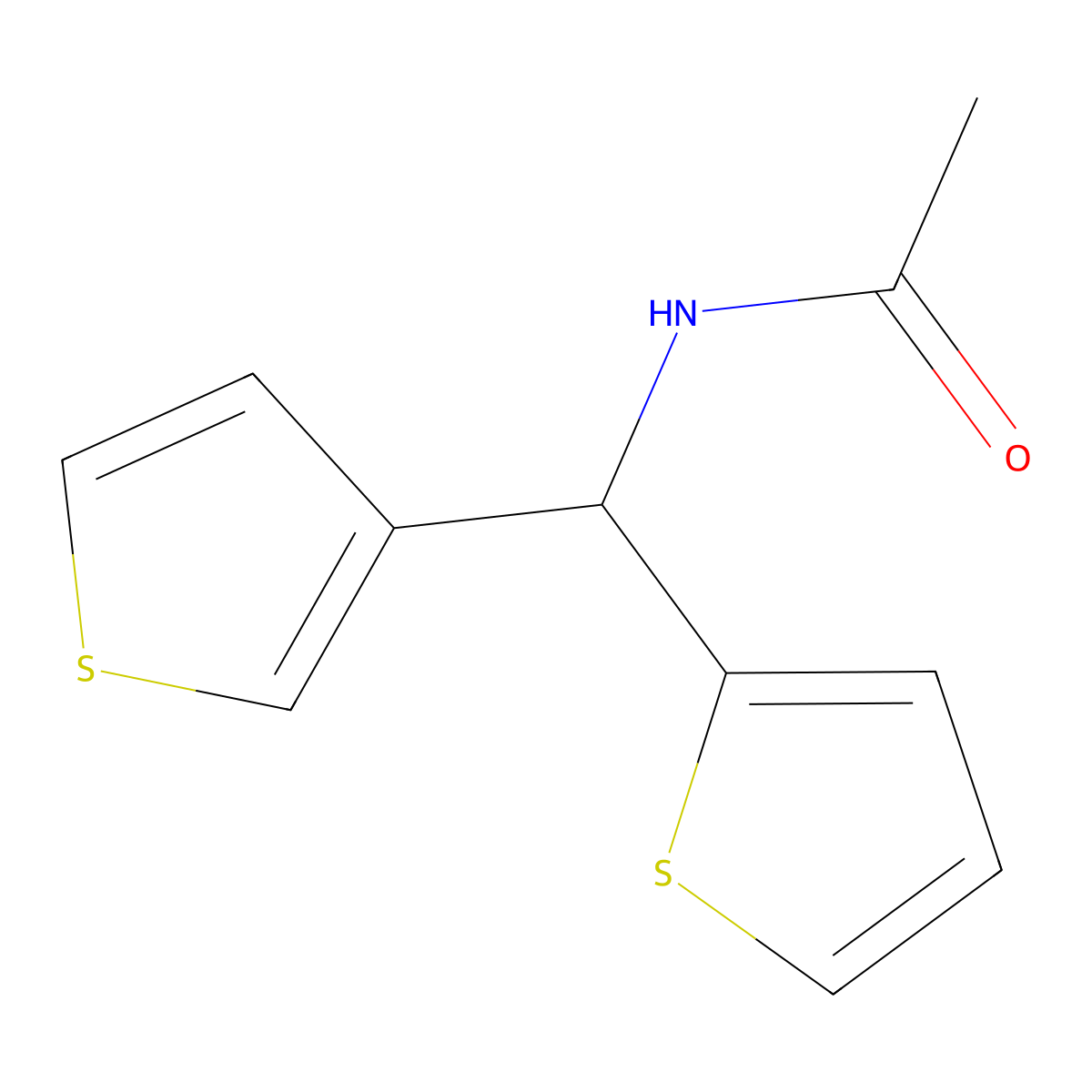 N-(thiophen-2-yl(thiophen-3-yl)methyl)acetamide molecular structure, CAS 2034332-17-5