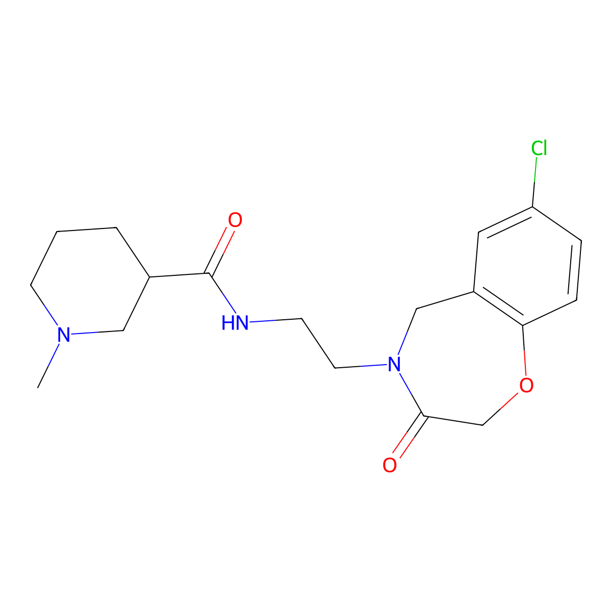 N-[2-(7-chloro-3-oxo-2,3,4,5-tetrahydro-1,4-benzoxazepin-4-yl)ethyl]-1-methylpiperidine-3-carboxamide molecular structure, CAS 2034332-19-7