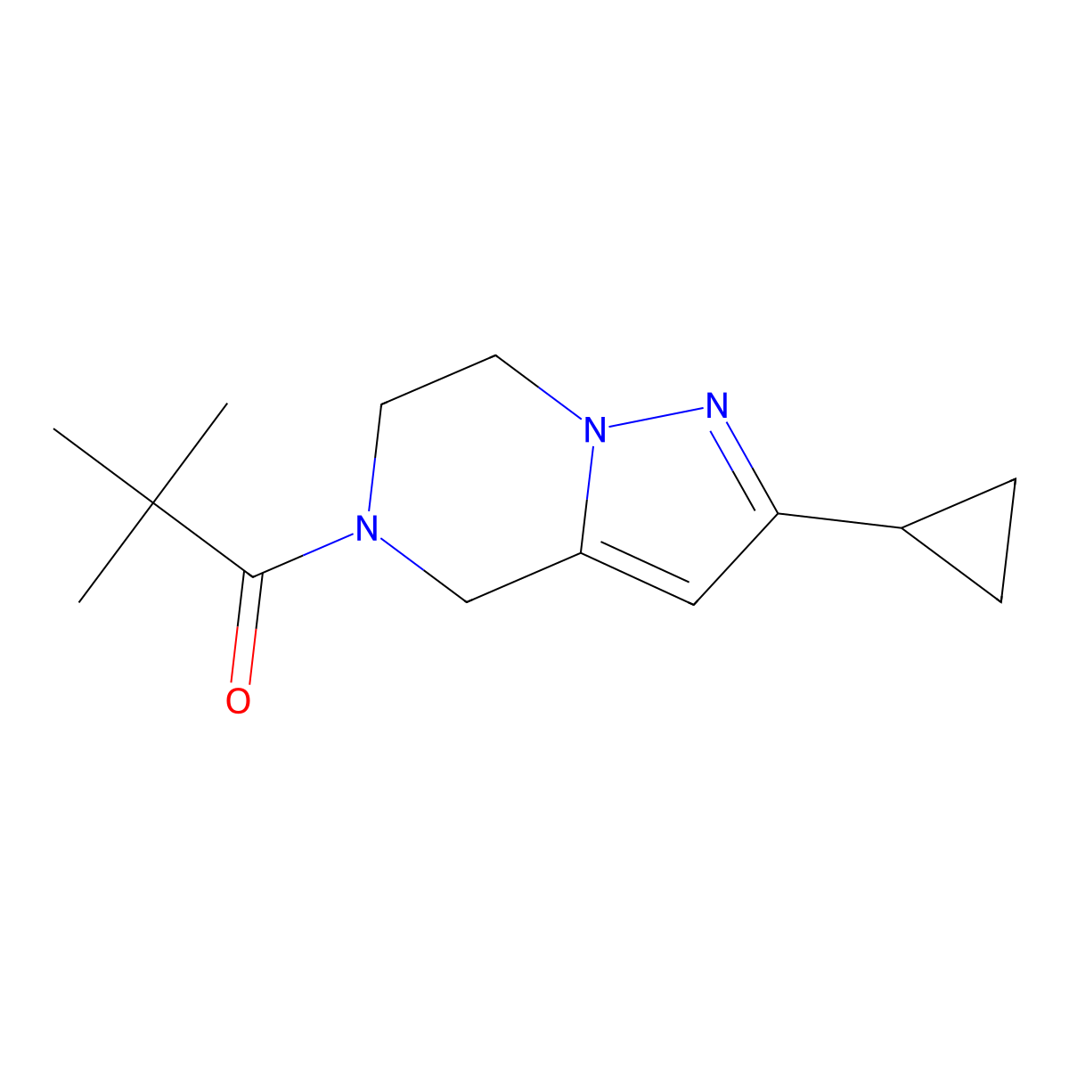 1-(2-cyclopropyl-6,7-dihydropyrazolo[1,5-a]pyrazin-5(4H)-yl)-2,2-dimethylpropan-1-one molecular structure, CAS 2034332-23-3