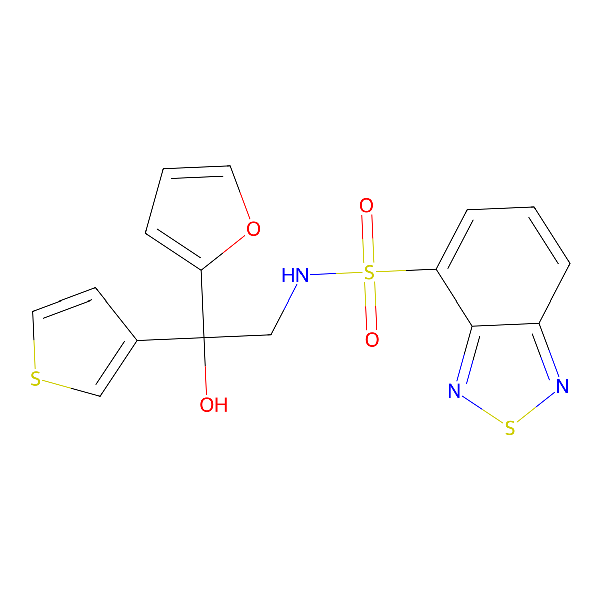 N-(2-(furan-2-yl)-2-hydroxy-2-(thiophen-3-yl)ethyl)benzo[c][1,2,5]thiadiazole-4-sulfonamide molecular structure, CAS 2034332-26-6