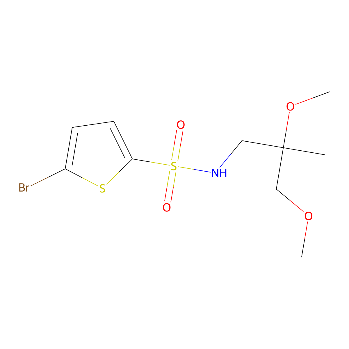 5-bromo-N-(2,3-dimethoxy-2-methylpropyl)thiophene-2-sulfonamide molecular structure, CAS 2034332-28-8