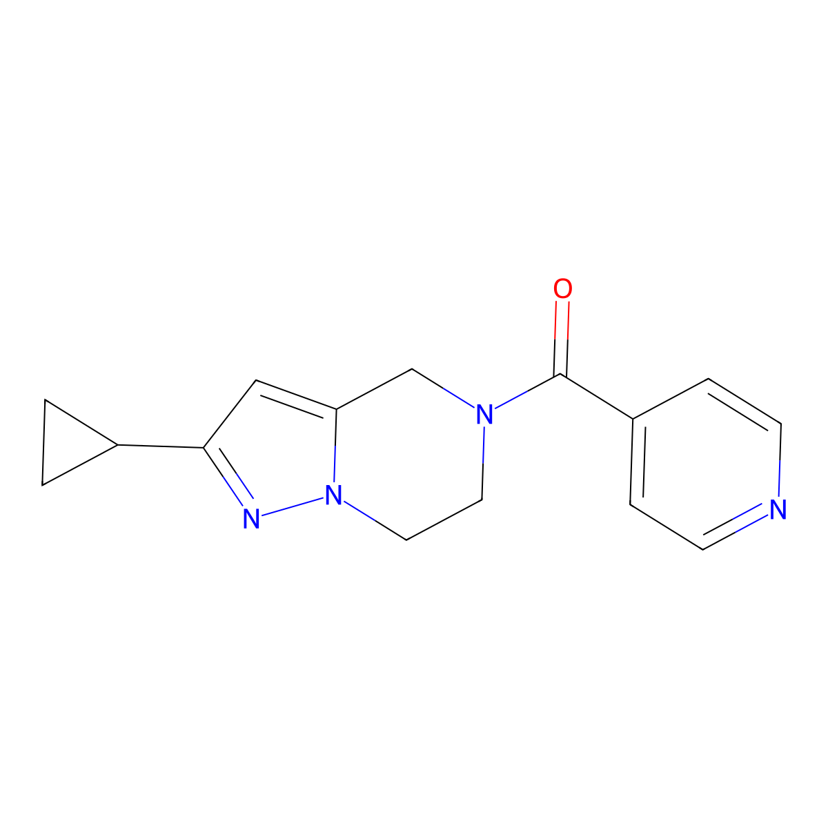 (2-cyclopropyl-6,7-dihydropyrazolo[1,5-a]pyrazin-5(4H)-yl)(pyridin-4-yl)methanone molecular structure, CAS 2034332-31-3
