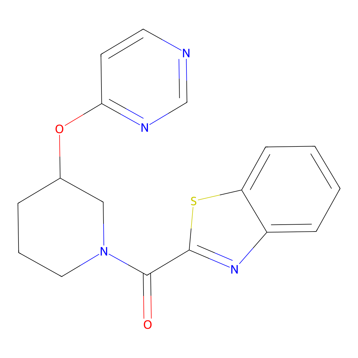 Benzo[d]thiazol-2-yl(3-(pyrimidin-4-yloxy)piperidin-1-yl)methanone molecular structure, CAS 2034332-33-5