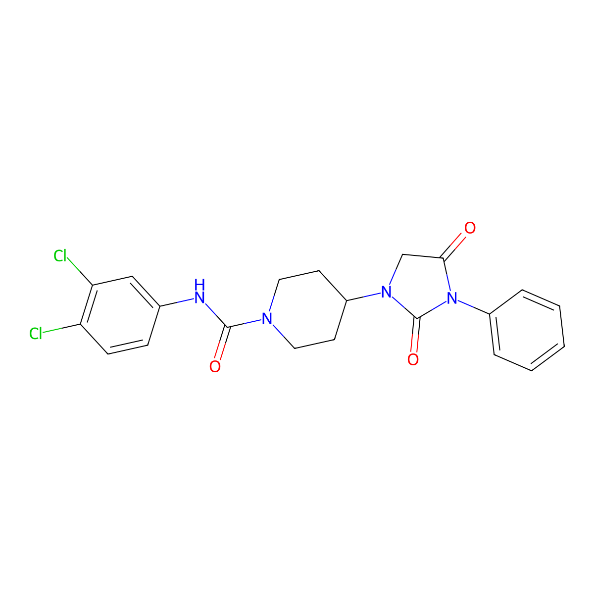 N-(3,4-dichlorophenyl)-4-(2,4-dioxo-3-phenylimidazolidin-1-yl)piperidine-1-carboxamide molecular structure, CAS 2034332-37-9