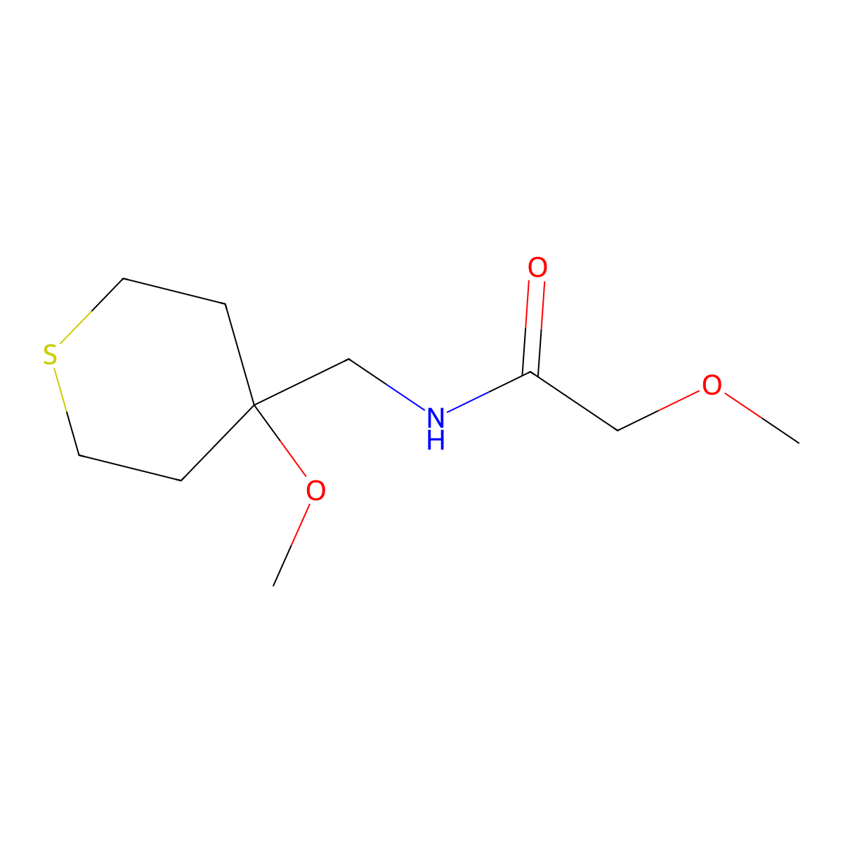 2-methoxy-N-((4-methoxytetrahydro-2H-thiopyran-4-yl)methyl)acetamide molecular structure, CAS 2034332-42-6