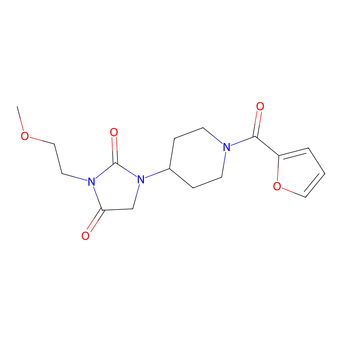1-[1-(Furan-2-carbonyl)piperidin-4-yl]-3-(2-methoxyethyl)imidazolidine-2,4-dione molecular structure, CAS 2034332-62-0