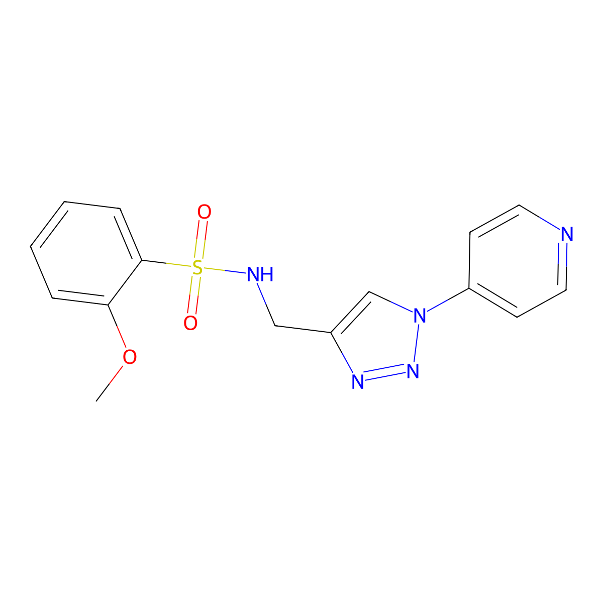 2-methoxy-N-((1-(pyridin-4-yl)-1H-1,2,3-triazol-4-yl)methyl)benzenesulfonamide molecular structure, CAS 2034332-64-2