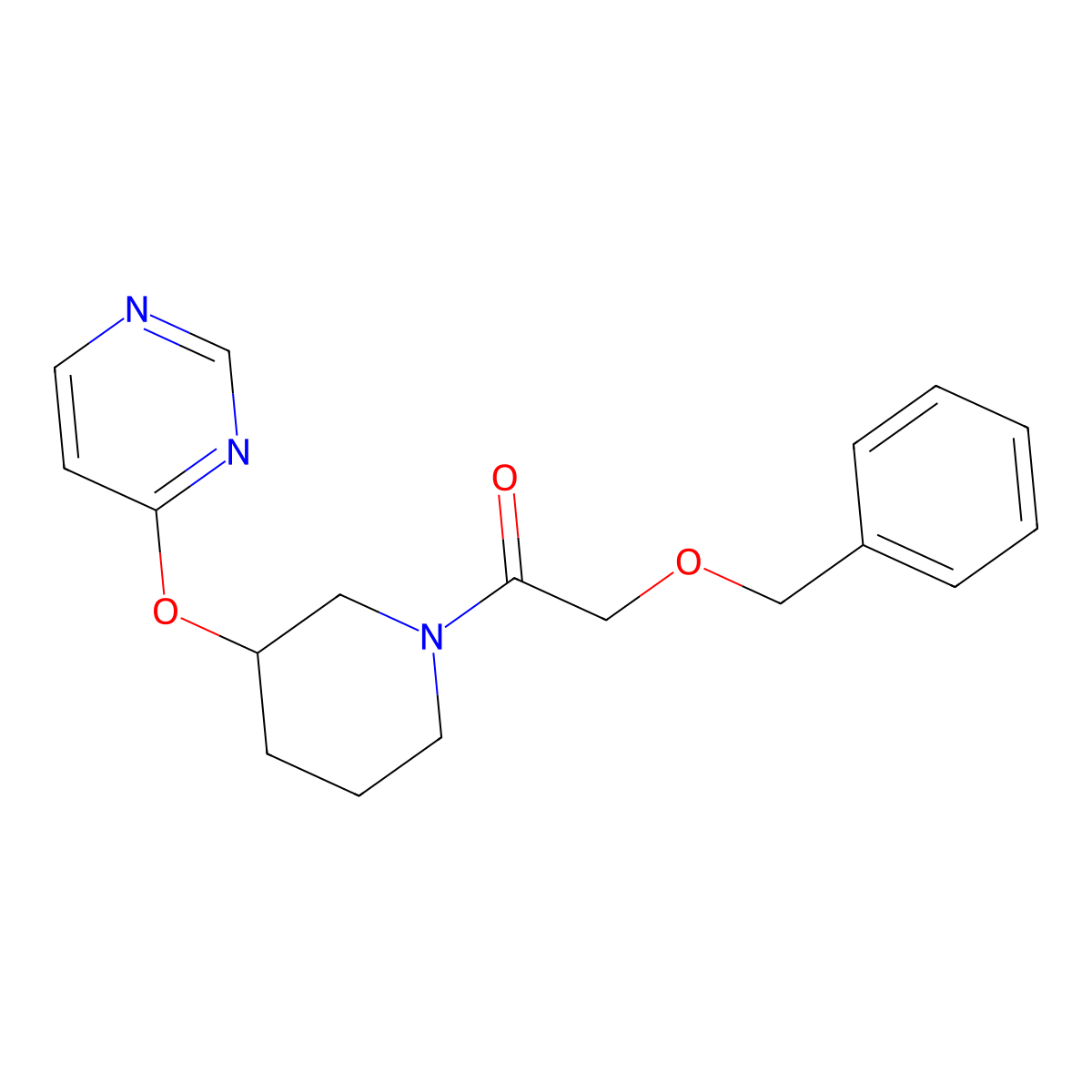 2-(Benzyloxy)-1-(3-(pyrimidin-4-yloxy)piperidin-1-yl)ethanone molecular structure, CAS 2034332-66-4