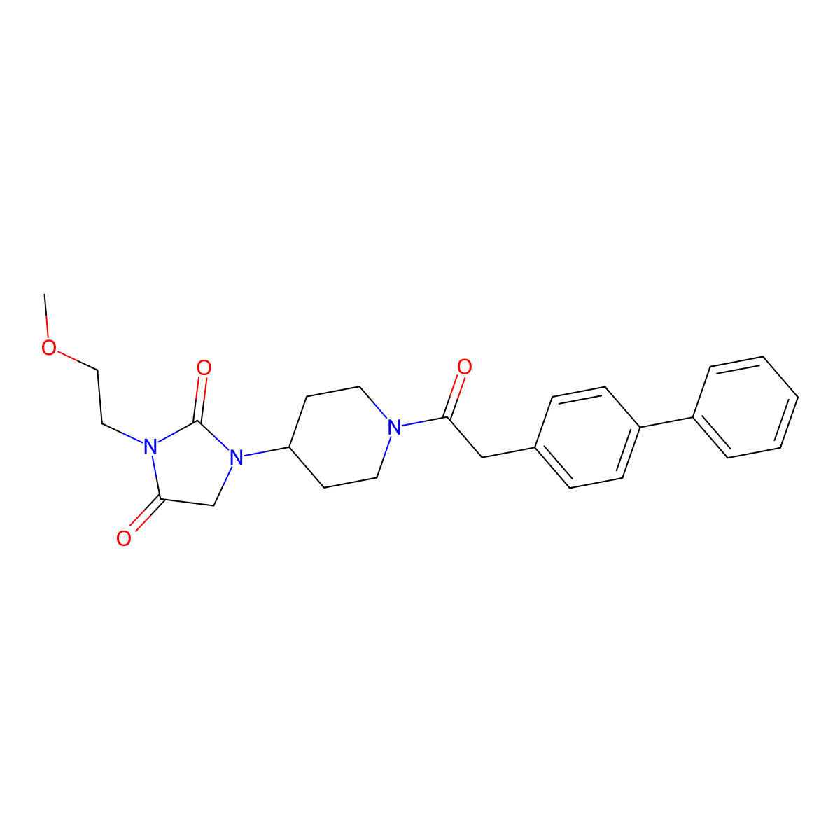 1-[1-(2-{[1,1'-Biphenyl]-4-yl}acetyl)piperidin-4-yl]-3-(2-methoxyethyl)imidazolidine-2,4-dione molecular structure, CAS 2034332-69-7