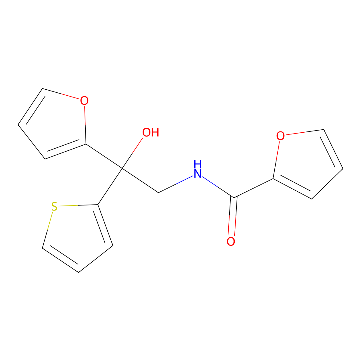 N-(2-(furan-2-yl)-2-hydroxy-2-(thiophen-2-yl)ethyl)furan-2-carboxamide molecular structure, CAS 2034332-71-1