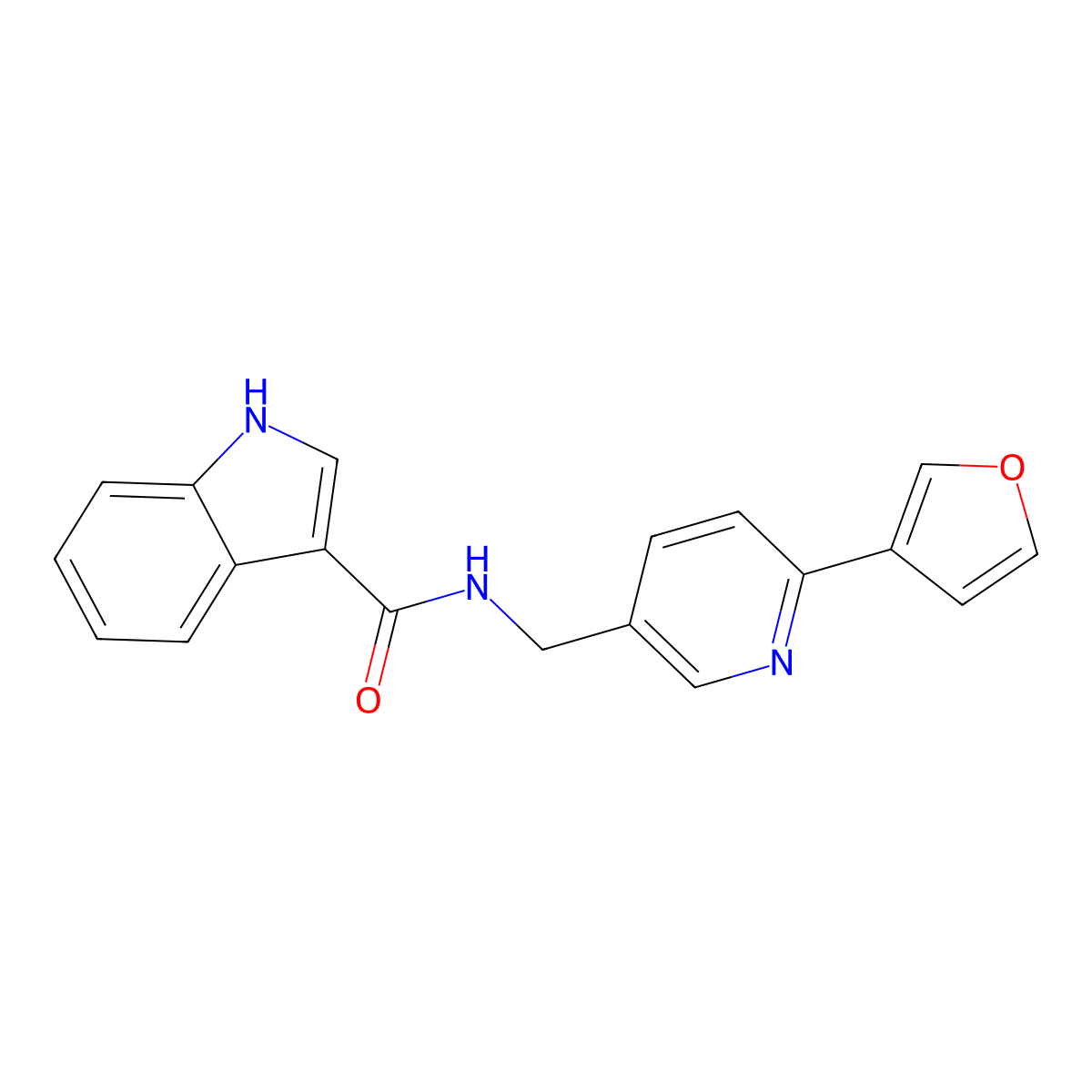 N-((6-(furan-3-yl)pyridin-3-yl)methyl)-1H-indole-3-carboxamide molecular structure, CAS 2034332-81-3