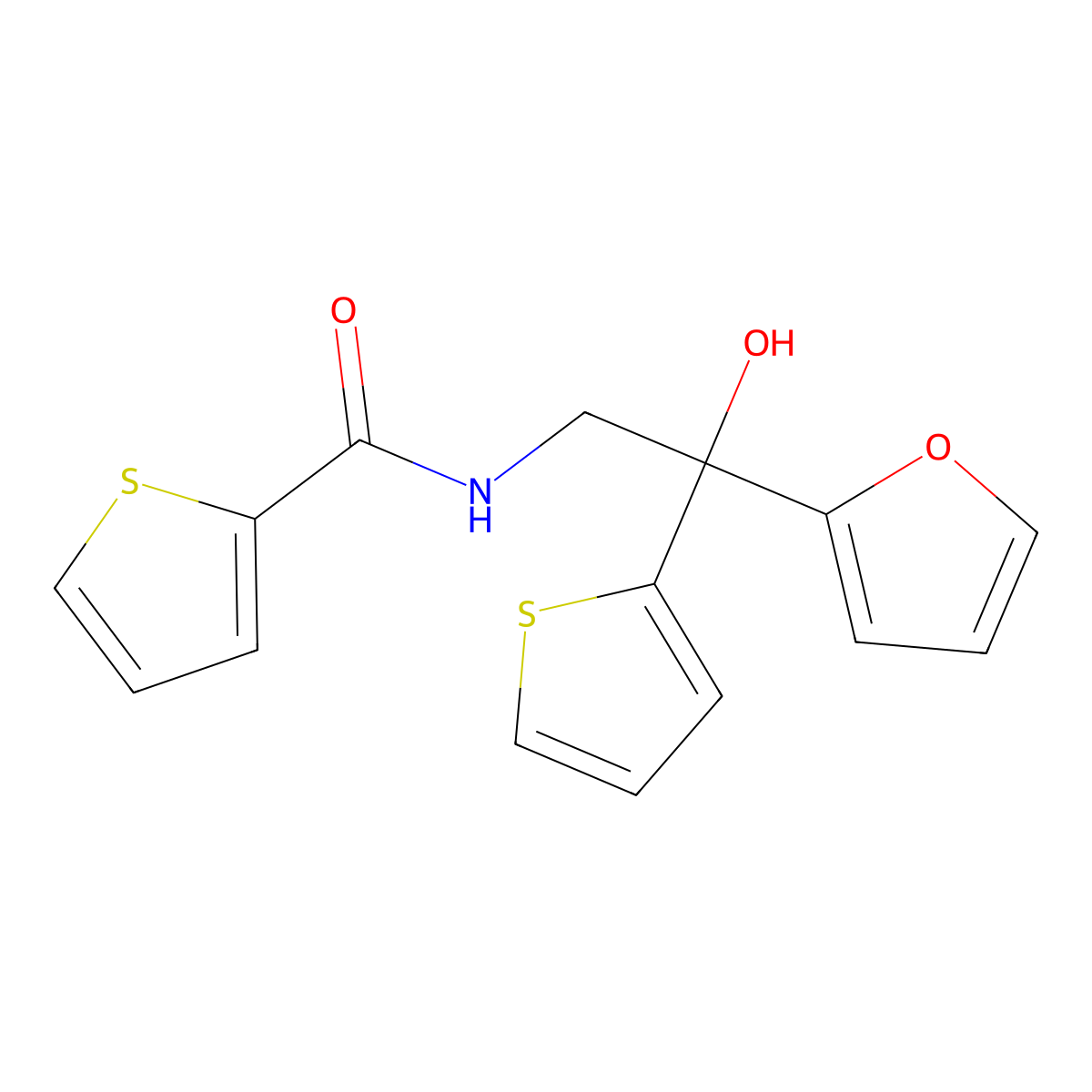 N-(2-(furan-2-yl)-2-hydroxy-2-(thiophen-2-yl)ethyl)thiophene-2-carboxamide molecular structure, CAS 2034332-84-6