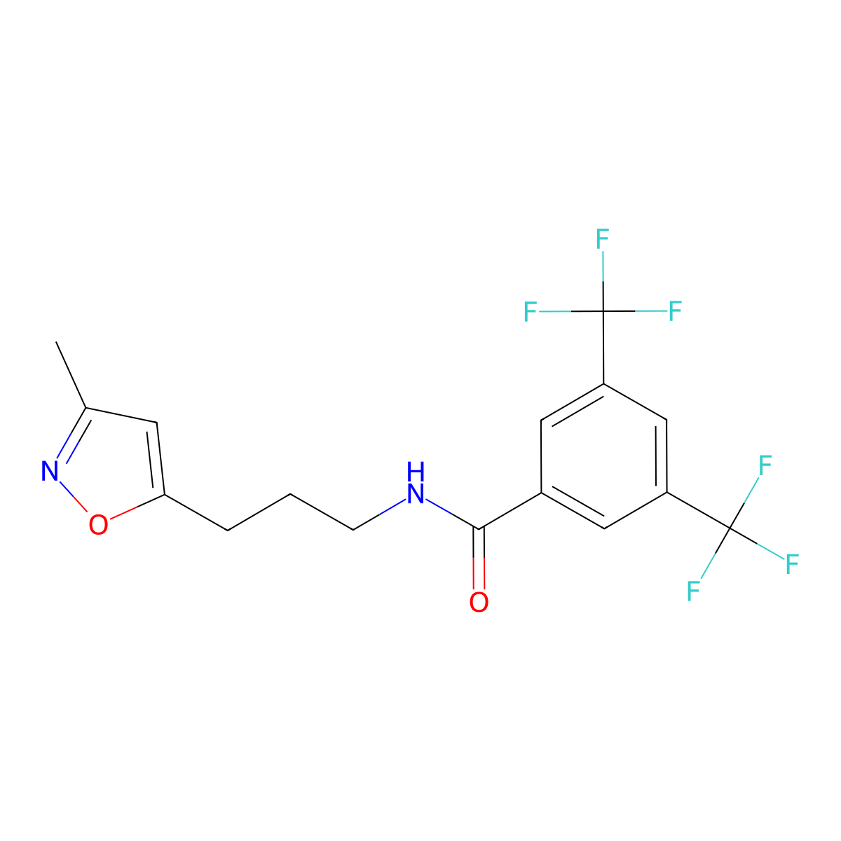 N-(3-(3-methylisoxazol-5-yl)propyl)-3,5-bis(trifluoromethyl)benzamide molecular structure, CAS 2034332-96-0