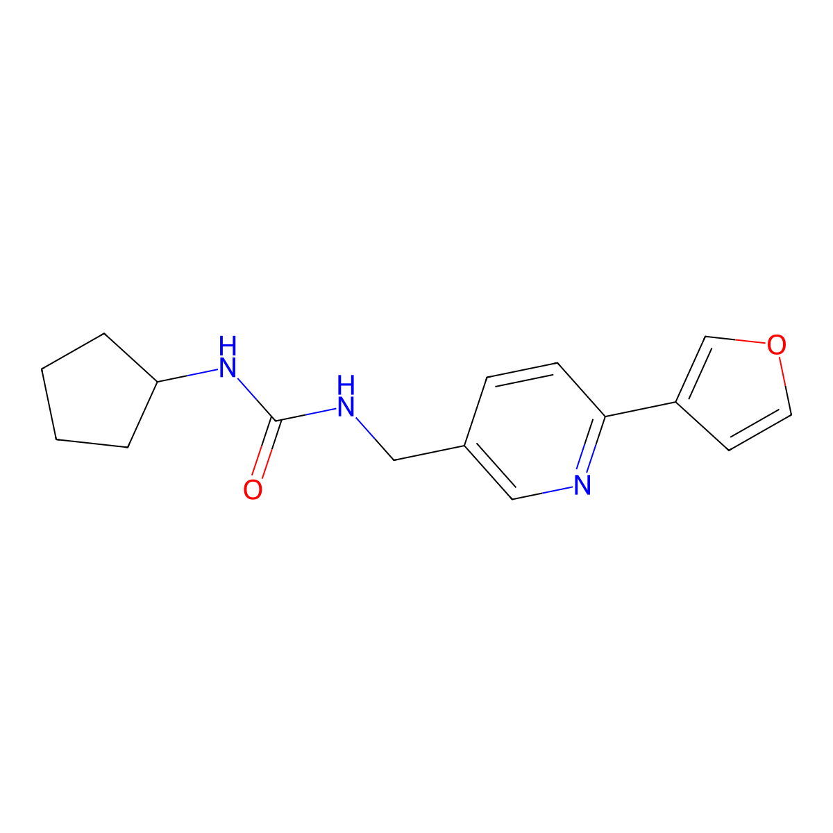 1-Cyclopentyl-3-((6-(furan-3-yl)pyridin-3-yl)methyl)urea molecular structure, CAS 2034333-01-0