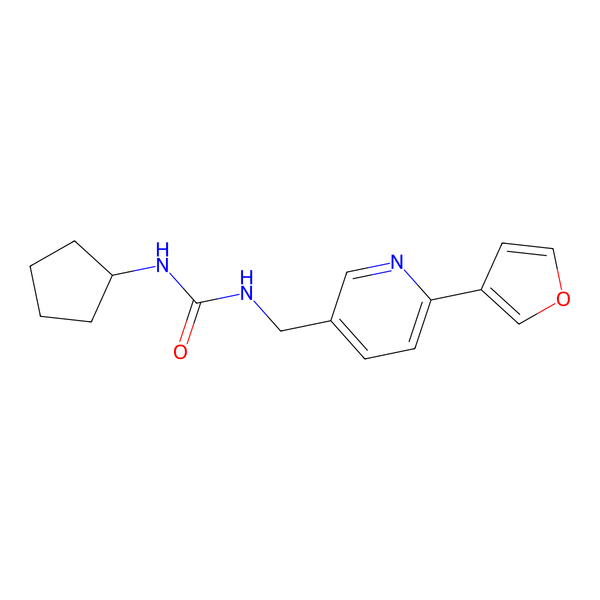 1-Cyclopentyl-3-((6-(furan-3-yl)pyridin-3-yl)methyl)urea molecular structure, CAS 2034333-01-0