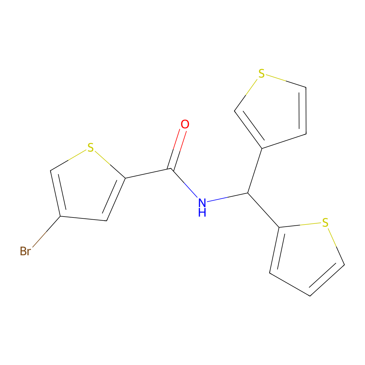 4-bromo-N-(thiophen-2-yl(thiophen-3-yl)methyl)thiophene-2-carboxamide molecular structure, CAS 2034333-06-5