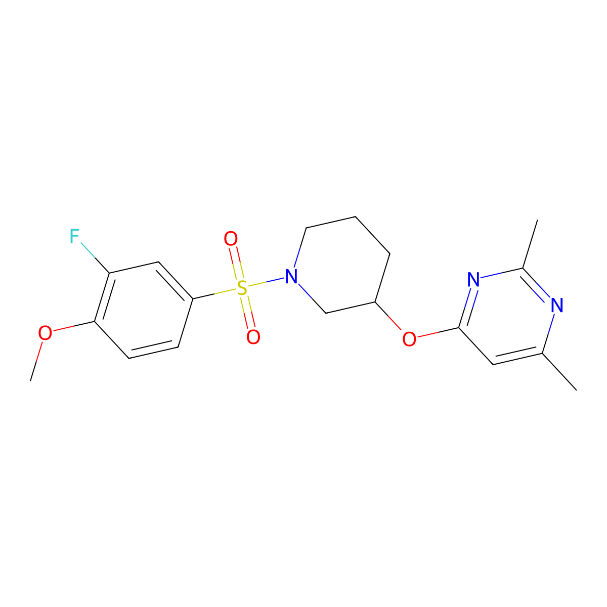 4-{[1-(3-Fluoro-4-methoxybenzenesulfonyl)piperidin-3-yl]oxy}-2,6-dimethylpyrimidine molecular structure, CAS 2034333-08-7