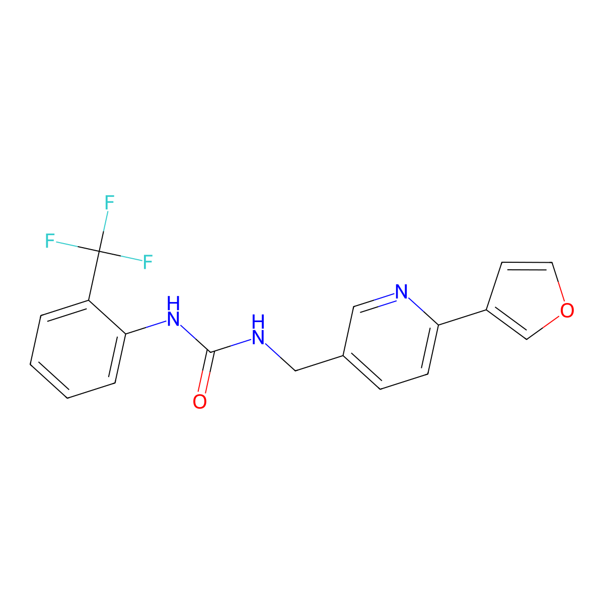1-((6-(Furan-3-yl)pyridin-3-yl)methyl)-3-(2-(trifluoromethyl)phenyl)urea molecular structure, CAS 2034333-09-8