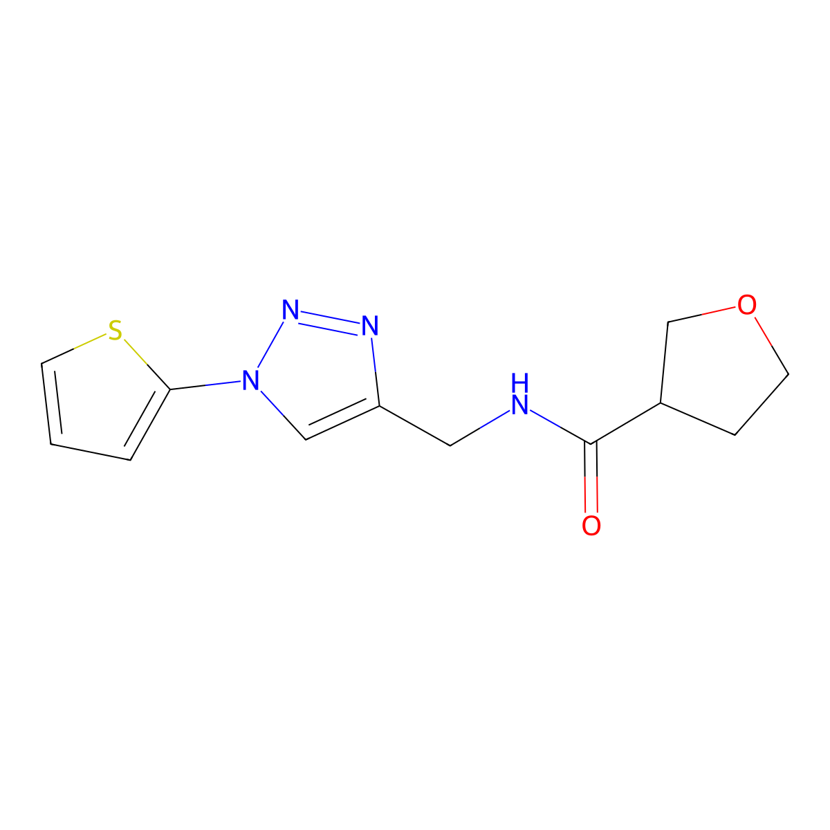 N-((1-(thiophen-2-yl)-1H-1,2,3-triazol-4-yl)methyl)tetrahydrofuran-3-carboxamide molecular structure, CAS 2034333-13-4