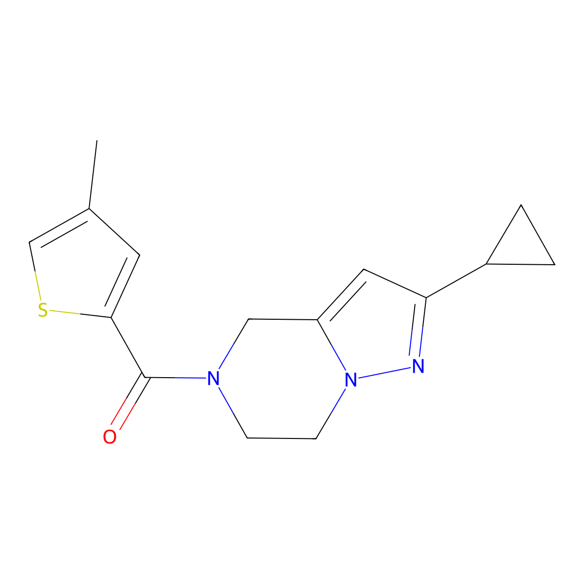 (2-cyclopropyl-6,7-dihydropyrazolo[1,5-a]pyrazin-5(4H)-yl)(4-methylthiophen-2-yl)methanone molecular structure, CAS 2034333-19-0