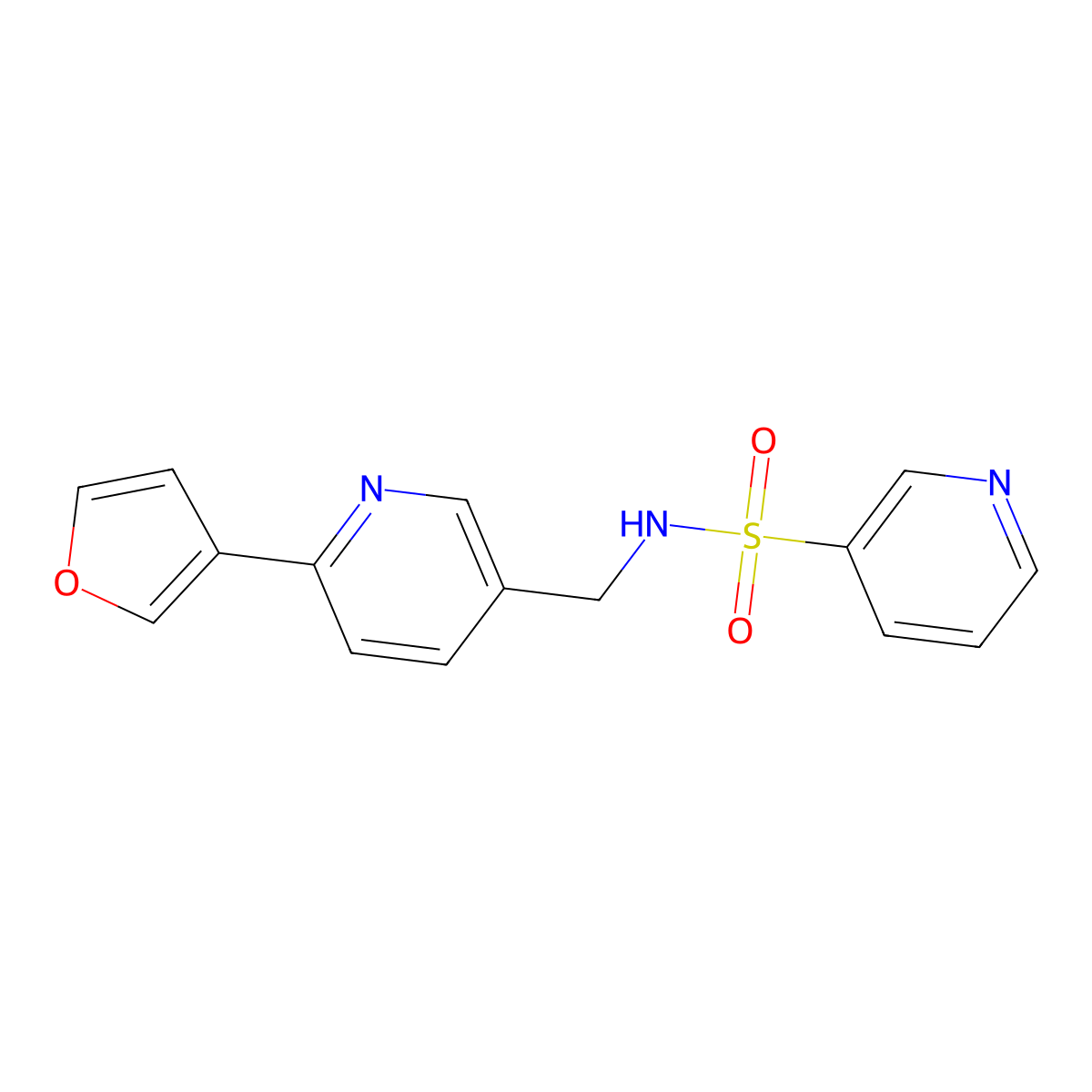 N-((6-(furan-3-yl)pyridin-3-yl)methyl)pyridine-3-sulfonamide molecular structure, CAS 2034333-21-4