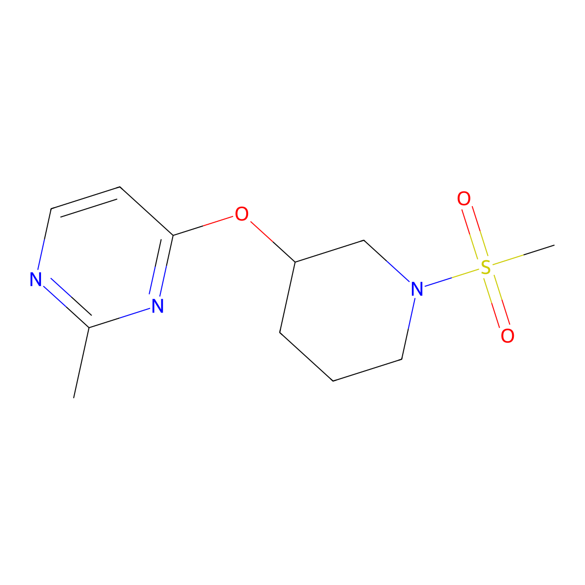 2-Methyl-4-((1-(methylsulfonyl)piperidin-3-yl)oxy)pyrimidine molecular structure, CAS 2034333-35-0