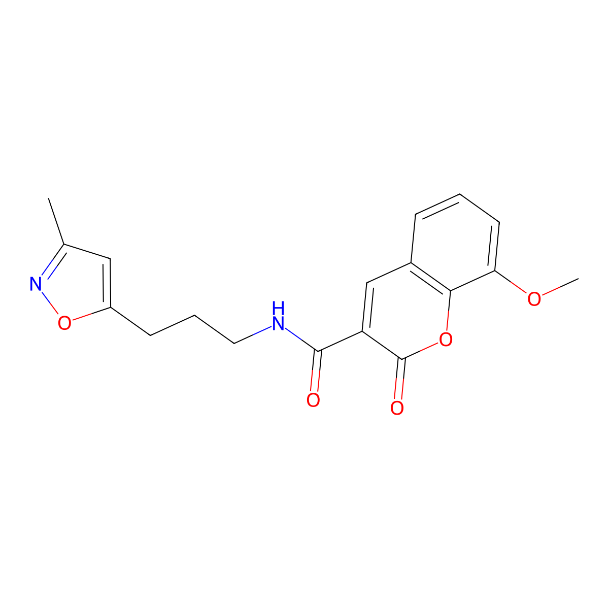 8-methoxy-N-(3-(3-methylisoxazol-5-yl)propyl)-2-oxo-2H-chromene-3-carboxamide molecular structure, CAS 2034333-37-2