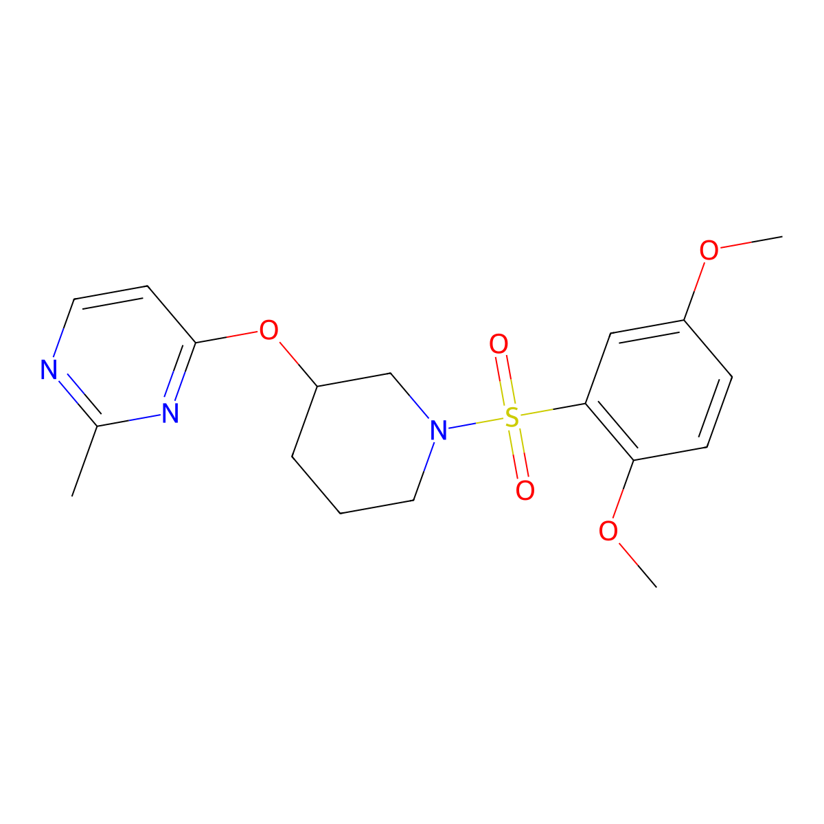 4-((1-((2,5-Dimethoxyphenyl)sulfonyl)piperidin-3-yl)oxy)-2-methylpyrimidine molecular structure, CAS 2034333-41-8