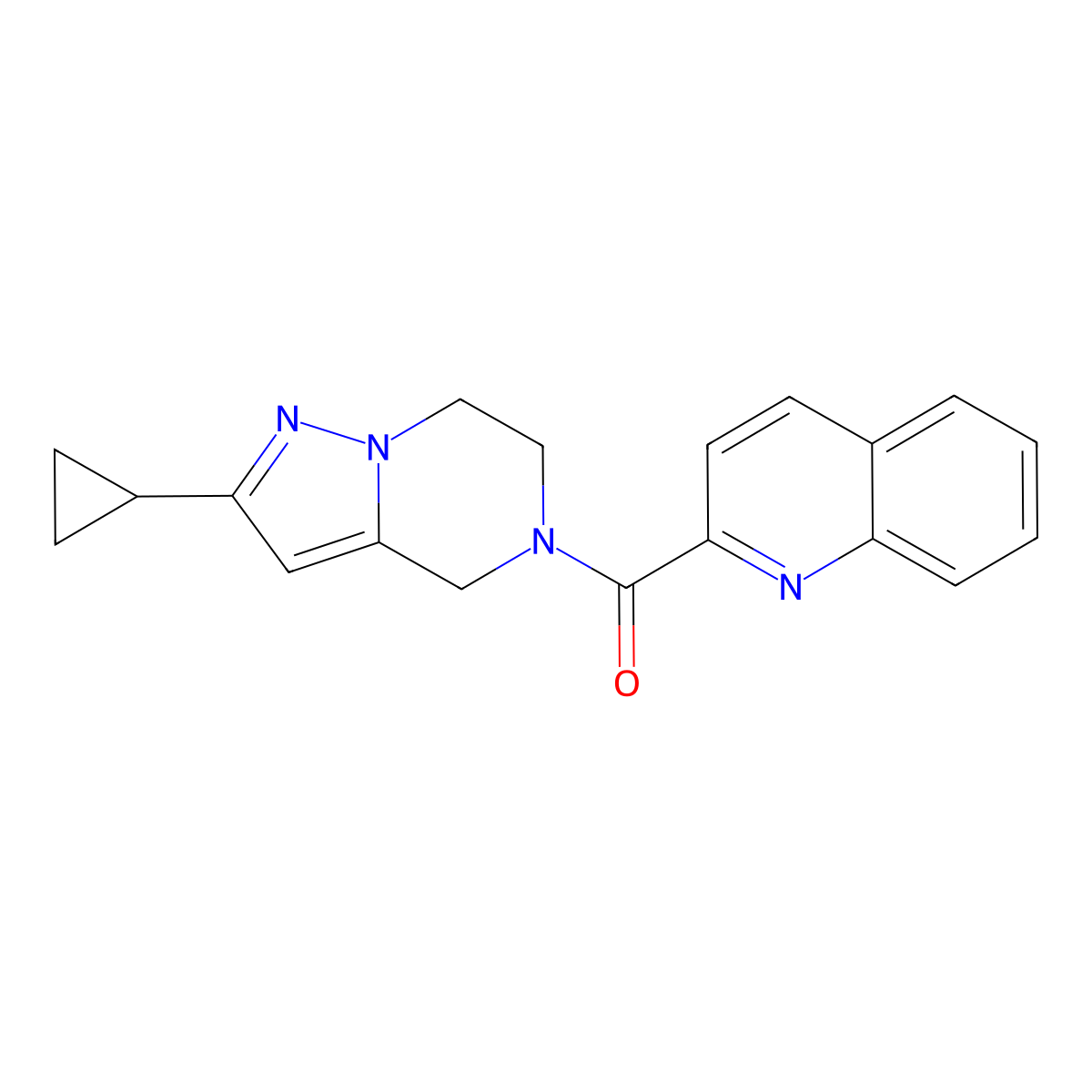 (2-cyclopropyl-6,7-dihydropyrazolo[1,5-a]pyrazin-5(4H)-yl)(quinolin-2-yl)methanone molecular structure, CAS 2034333-44-1