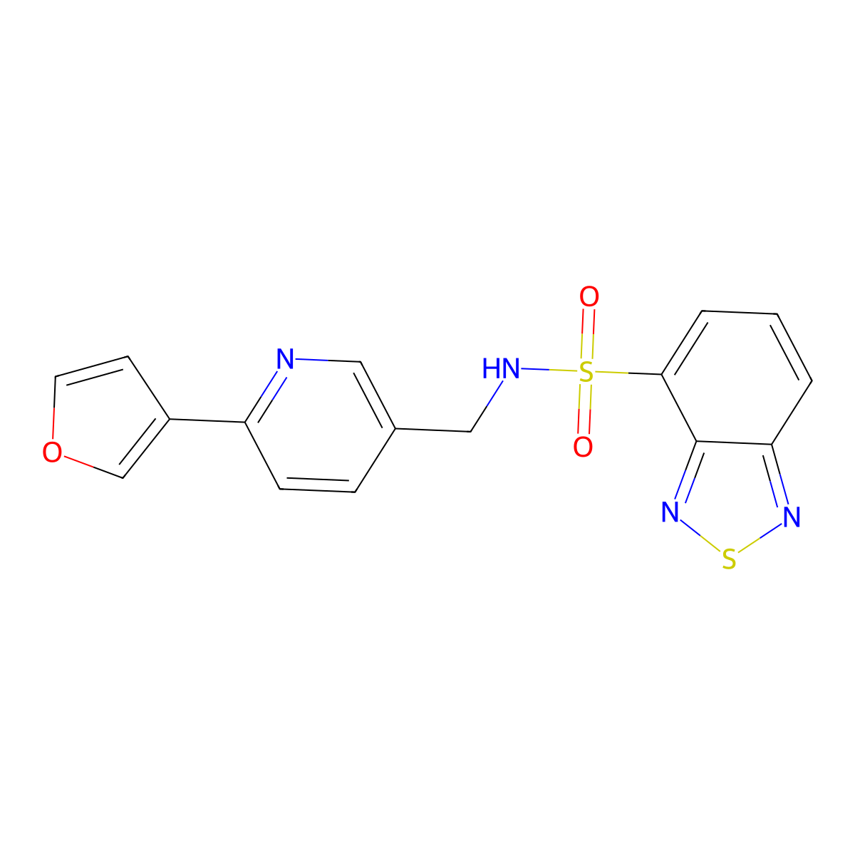 N-((6-(furan-3-yl)pyridin-3-yl)methyl)benzo[c][1,2,5]thiadiazole-4-sulfonamide molecular structure, CAS 2034333-50-9
