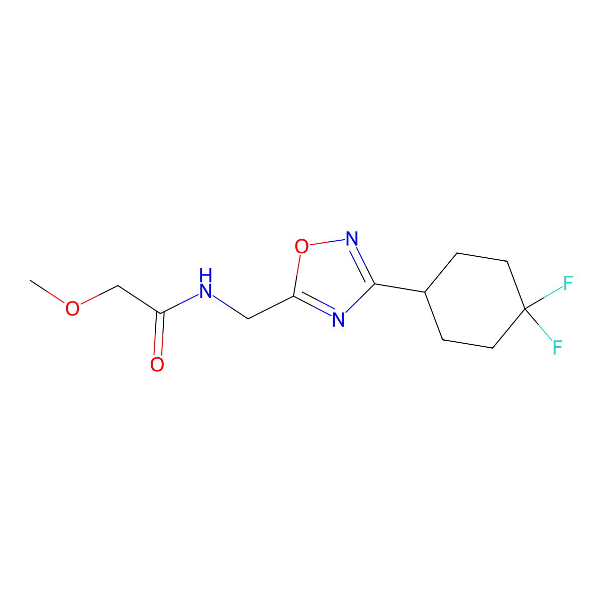 N-{[3-(4,4-difluorocyclohexyl)-1,2,4-oxadiazol-5-yl]methyl}-2-methoxyacetamide molecular structure, CAS 2034333-54-3