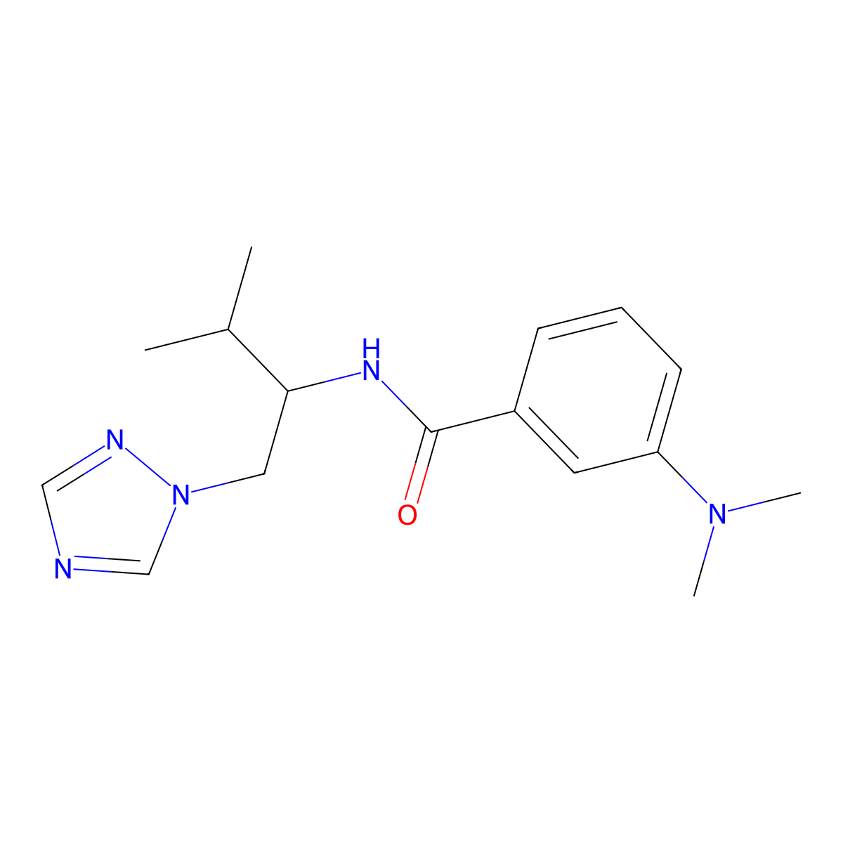 3-(dimethylamino)-N-[3-methyl-1-(1H-1,2,4-triazol-1-yl)butan-2-yl]benzamide molecular structure, CAS 2034333-63-4