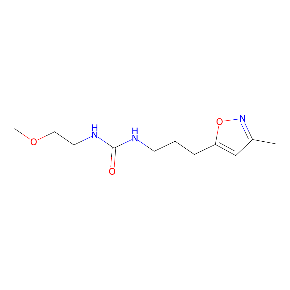 1-(2-Methoxyethyl)-3-(3-(3-methylisoxazol-5-yl)propyl)urea molecular structure, CAS 2034333-68-9