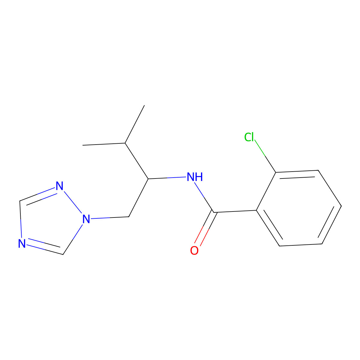 2-chloro-N-(3-methyl-1-(1H-1,2,4-triazol-1-yl)butan-2-yl)benzamide molecular structure, CAS 2034333-72-5