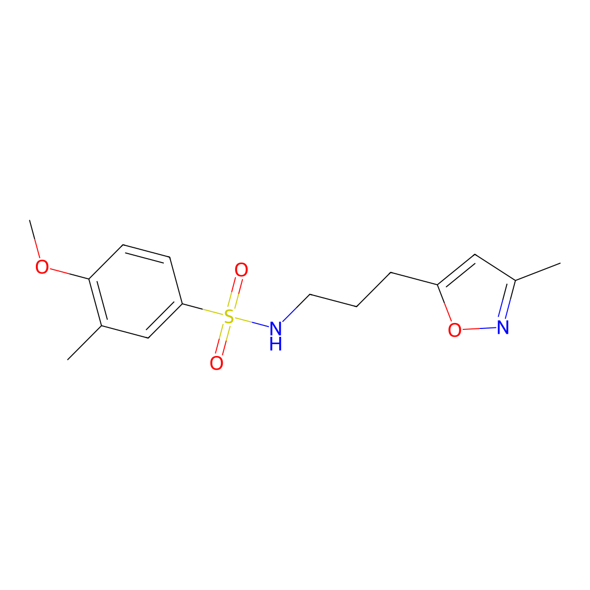 4-methoxy-3-methyl-N-(3-(3-methylisoxazol-5-yl)propyl)benzenesulfonamide molecular structure, CAS 2034333-77-0