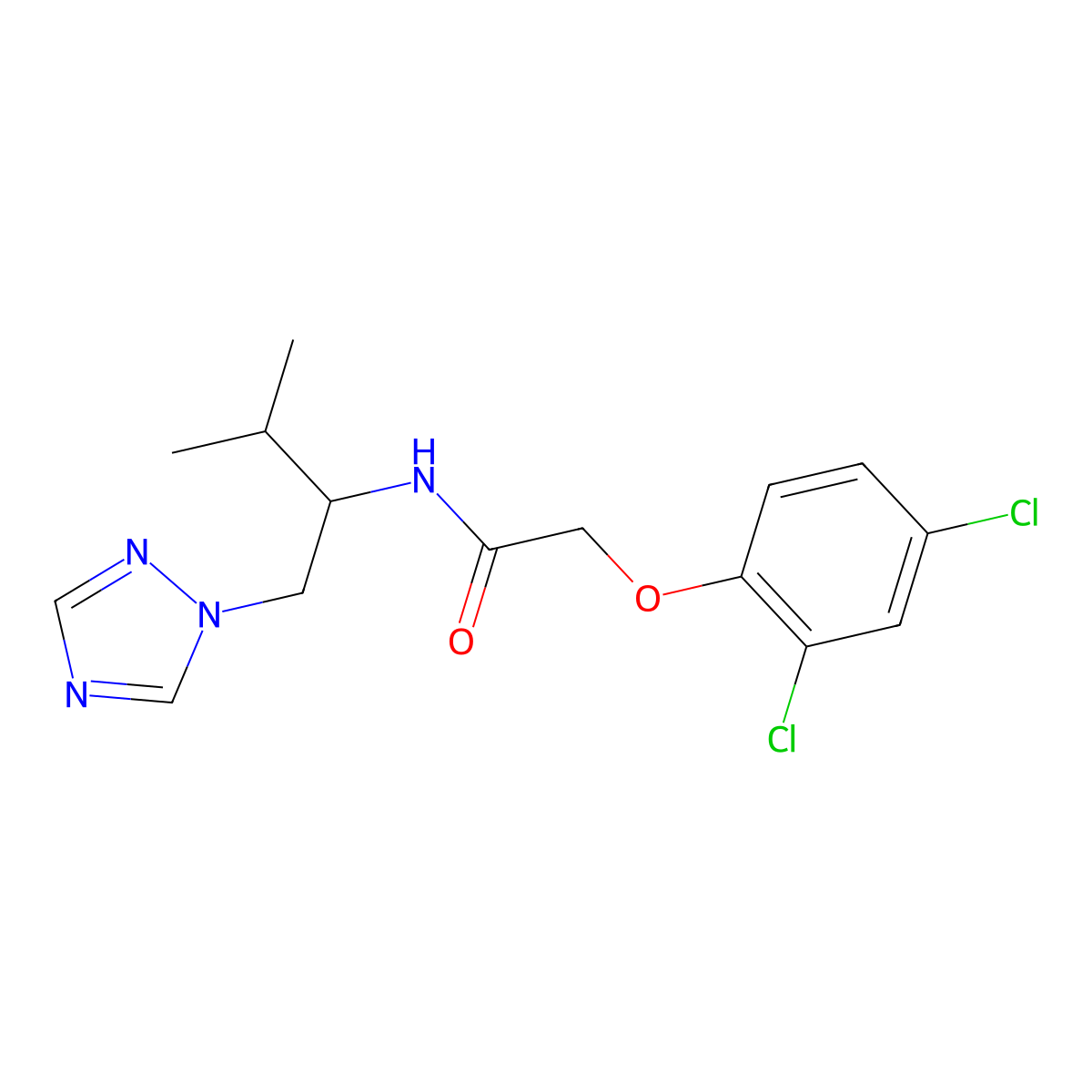 2-(2,4-dichlorophenoxy)-N-[3-methyl-1-(1H-1,2,4-triazol-1-yl)butan-2-yl]acetamide molecular structure, CAS 2034333-78-1